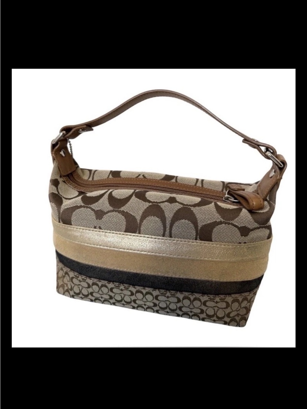 Coach Top Handle Bag, Striped Patchwork, Leather, Suede 2006 Style: (#10080)